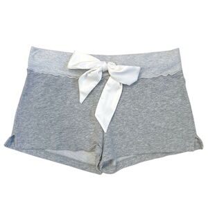 Satin and French Terry Pajama Sleep Shorts | Gilligan, Size XS, Gray/Cream